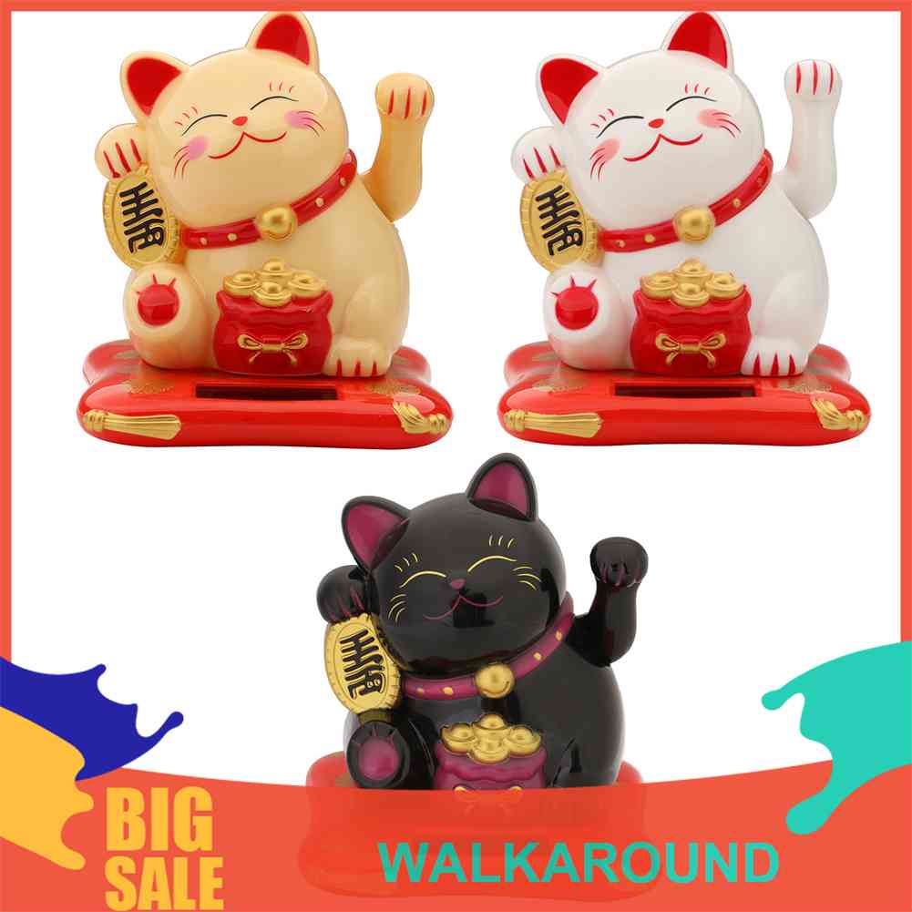 ฟิกเกอร์แมวกวักนําโชค พลังงานแสงอาทิตย์ 2.5 นิ้ว [walkaround]