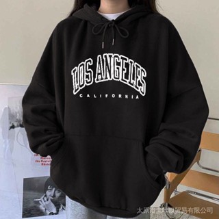 เสื้อกันหนาว มีฮู้ด ทรงหลวม พิมพ์ลาย Los Angeles California Femme Sudaderas Con Capucha 3UXE ขนาดใหญ่ สําหรับผู้หญิง