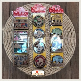 แผ่นแม่เหล็กติดตู้เย็น Magnet ติดตู้เย็น งานไม้แพค 4 ชิ้นใน 1 แพค ลายช้าง THAILAND คละลายคละสี
