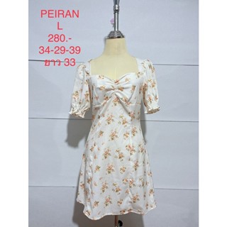 เดรสสั้น สีขาว ลายดอกสีส้ม PEIRAN SIZE L