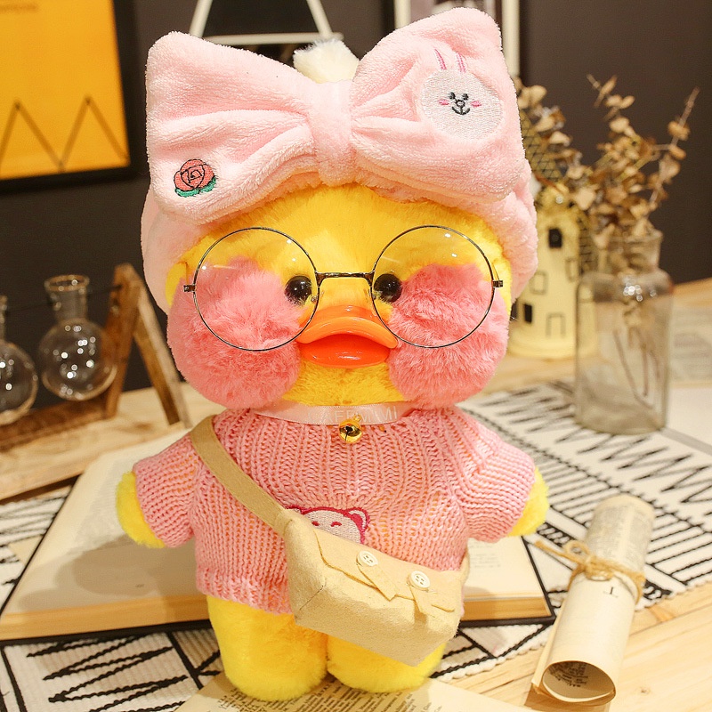 หมอนตุ๊กตานุ่ม รูปการ์ตูนเป็ด ตุ๊กตาเป็ดแก้มแดง Lalafanfan Cafe Yellow Duck 2022 ของเล่นสําหรับเด็ก 30 ซม.
