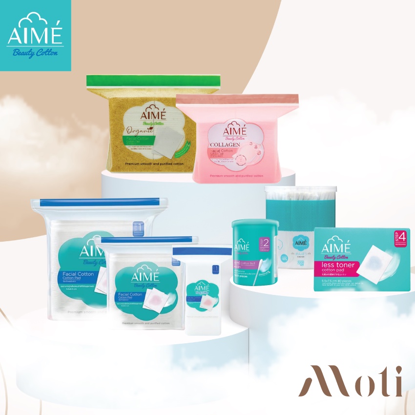 AIME Facial Cotton Pad/ Organic/ Collagen/ Cotton Bud/Less Toner สำลีเช็ดหน้า เอเม สำลีแผ่น