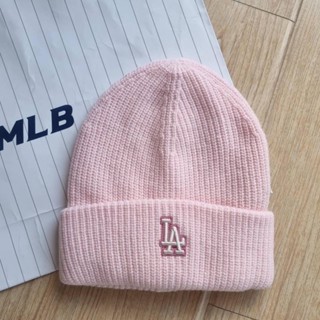 พร้อมส่ง ‼️👒หมวกไหมพรม mlb สีชมพูใส่สวยมาก ของแท้💯