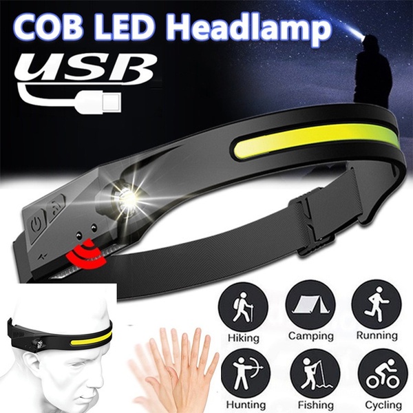 Rechargeable LED Headlamp with 230° Illumination, Waterproof, 5 Modes
