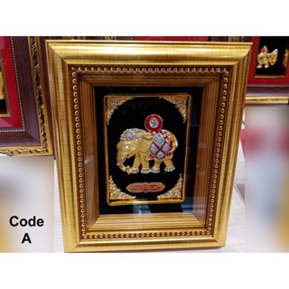 กรอบรูปของขวัญมงคล ชุบทอง24KT Goldประดับคริสตัลช้างไทยCode A