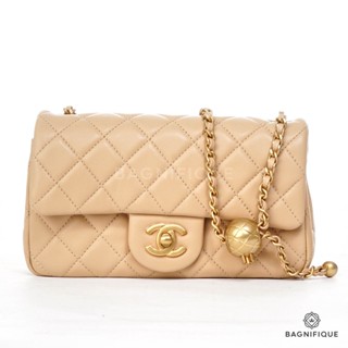 CHANEL MINI 8 BEIGE LAMB GHW MICRO