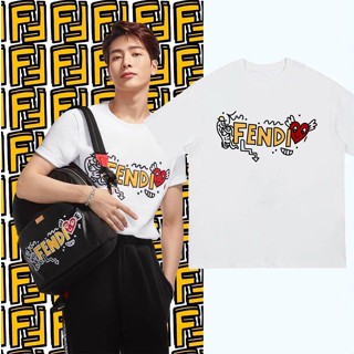 H Pre เสื้อยืด fendi แบบแจ็คสัน Got7 ใส่ เสื้อยืดคอกลมผ้าฝ้ายเสื้อยืด เสื้อเบลาส์