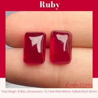 RBB025 Natural Ruby พลอยทับทิมแท้ พลอยทับทิมอาฟริกา พลอยทับทิมธรรมชาติ (ขายเป็นคู่)