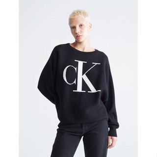 พร้อมส่ง🇺🇸Calvin Klein - Monogram Logo Dolman Sleeve Sweater❄️เสื้อสเวตเตอร์ไหมพรม