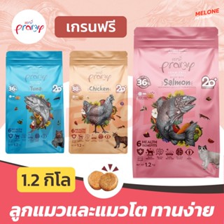 [แถม 300g.] Pramy Grain Free พรามี่ อาหารแมว อาหารเม็ด สำหรับ ลูกแมว และ แมวโต แซลมอน / ไก่ / ทูน่า 1.2kg