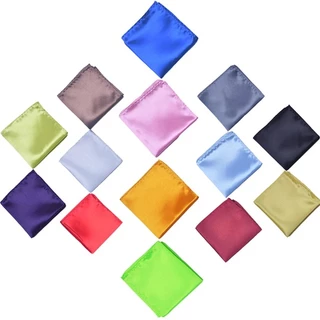 ผ้าเช็คหน้า Satin Handkerchief For Men Candy Color Mens Suits Pocket Square Business Chest Towel Hanky Suit Napkin Solid