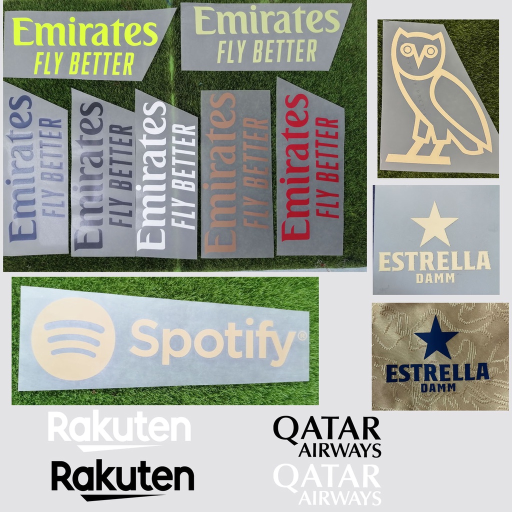 Emirates Fly Better Sponsor Patch Red Black Blue green Gold Thermal Transfer Iron On Soccer Badge