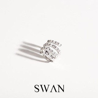 SWAN - Baguette Swirl Ring แหวนเงินแท้ ฝังเพชรคิวบิกเซอร์โคเนีย cubic zirconia