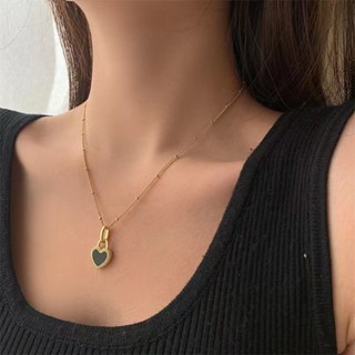 เครื่องประดับที่เรียบง่ายอินเทรนด์สร้อยคอปากกาหัวใจสีดําและสีขาวสําหรับผู้หญิง