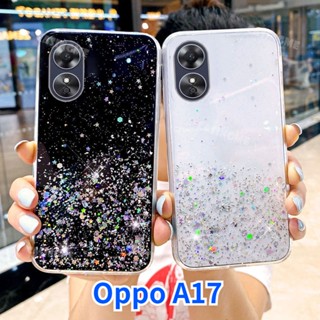 เคสโทรศัพท์มือถือ TPU ป้องกันกระแทก ลายกลิตเตอร์ดาว สีโปร่งใส สําหรับ OPPO A17 A17 A77s A57 A77 A17 17A 4G 5G Android 2022 A17