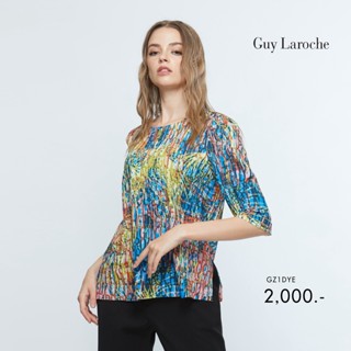 Guy Laroche  เสื้อผู้หญิง  ลายพิมพ์ The Logo Mania Blouse เสื้อเชิ้ตทรงหลวมแขนยาว (GZ1DYE)