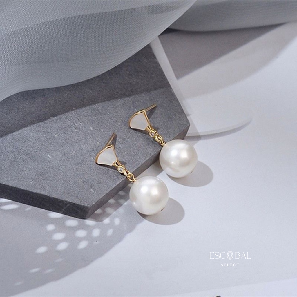 ESCOBAL✨ต่างหูไข่มุก Shell Pearl ต่างหูมุกธรรมชาติแท้100% ต่างหูเงินแท้ไม่แพ้ ตุ้มหูมุกแท้ ต่างหูมุกเกาหลี ตุ้มหูเงินแท้