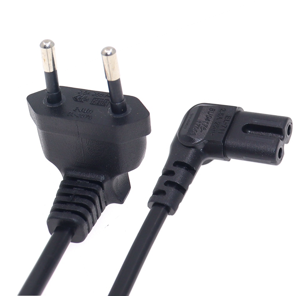 Eu 2 แฉกถึง C7 มุมแปลงมุมสายต่อ 2M ยุโรป Schuko CEE7/16 ถึง IEC C7 รูป 8 สายไฟ AC