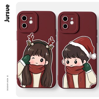 JURSUE เคสคู่ เคสไอโฟน คู่รัก กันกระแทกซิลิโคนนุ่มการ์ตูนน่ารักตลก เคสโทรศัพท์ Compatible for iPhone 14 13 12 11 Pro Max SE 2020 X XR XS 8 7 6 6S Plus พลัส XYH872