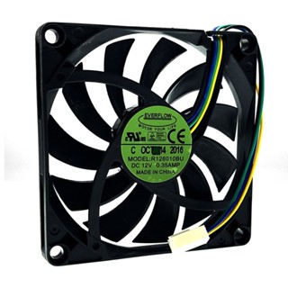 New Everflow R128010BU 80mm 10mm Slim Cooler Heatsink Fan 80X80X10mm Dual Ball Bearing 0.35A 3900RPM High Speed PWM Cool