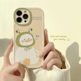 1021 พร้อมส่งในไทย- เคส ซิลิโคน สกรีนลายการ์ตูนกบ ลายเป็ดใส่ฮู้ดสีเขียว เคสน่ารัก กันกล้อง TPU