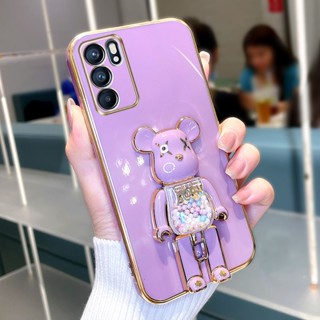 เคส OPPO Reno 6 5G 6Z 5 5F 4 Pro 4G เคสโทรศัพท์ ซิลิโคน นิ่ม พร้อมตัวยึด แบบพับได้