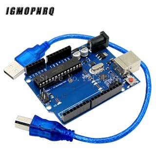 ชิป UNO R3 Official ATMEGA16U2+MEGA328P สําหรับบอร์ดพัฒนา Arduino UNO R3 และสายเคเบิล USB