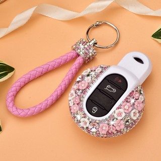 Car Key Fob Case Cover Holder Crystal Bling Chain For Mini Cooper 2015-2020 For Mini Cooper Clubman 2015-2020