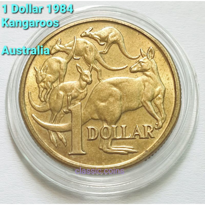 เหรียญที่ระลึก (สะสม) 1 Dollar "Kangrarois" 1984 Australia เหรียญเงินหมุนเวียน ประเทศออสเตรเลีย น่าเ