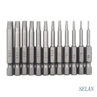 Sel ชุดดอกไขควงไฟฟ้า ก้านหกเหลี่ยม T5-T40 50 มม. 1/4 นิ้ว 12 ชิ้น