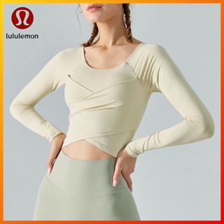 Lululemon  ใหม่ เสื้อสปอร์ตบรา แขนยาว จับจีบ ถอดออกได้ สําหรับออกกําลังกาย เล่นโยคะ วิ่ง DSL399