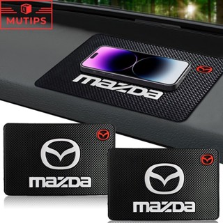 Mazda 1/2ชิ้น แผ่นแดชบอร์ดยางรองแดชบอร์ดรถยนต์ กันลื่น ลายโลโก้รถยนต์ อเนกประสงค์ สําหรับ CX3 Mazda2 6 5 2 3 CX5 CX30 CX8 bl gh gp