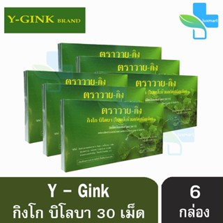 Y-Gink Ginkgo Biloba วาย กิง กิงโก บิโลบา ใบแป๊ะก๊วยสกัด 30 เม็ด [6 กล่อง]