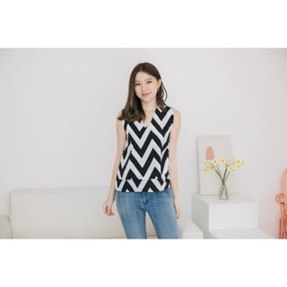 Mommade-ชุดให้นม เสื้อให้นม Zigzag Square Top