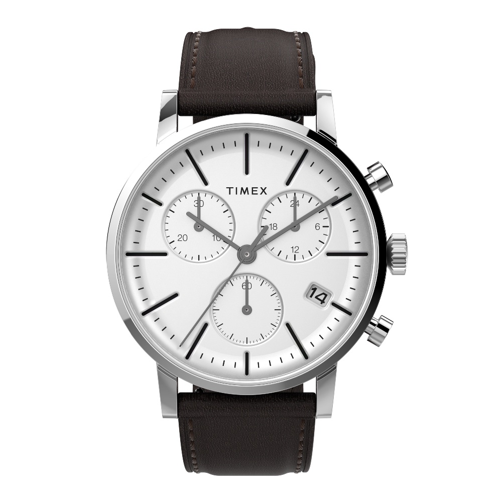 Timex TW2V36600 Midtown นาฬิกาข้อมือผู้ชาย สายหนังสีน้ำตาล หน้าปัด 40 มม.