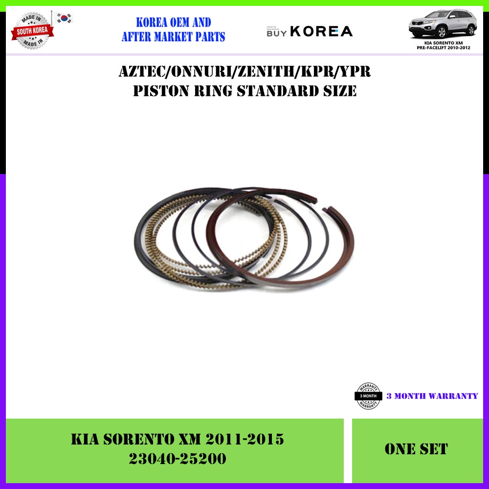ถึง โซเรนโต XM 2010-2015 เกาหลี หลังการขาย ชุดแหวนลูกสูบ ขนาดมาตรฐาน (23040-25200)