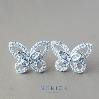 Neriza Jewelry/ ต่างหูระย้าออกงานเพชรสังเคราะห์เกรดพรีเมี่ยมก้านเงินแท้ ประกายเทียบเท่าเพชรแท้ NE151