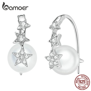 Bamoer Elegant 925 Silver Star Shell Bead Ear Clips สําหรับของขวัญผู้หญิง