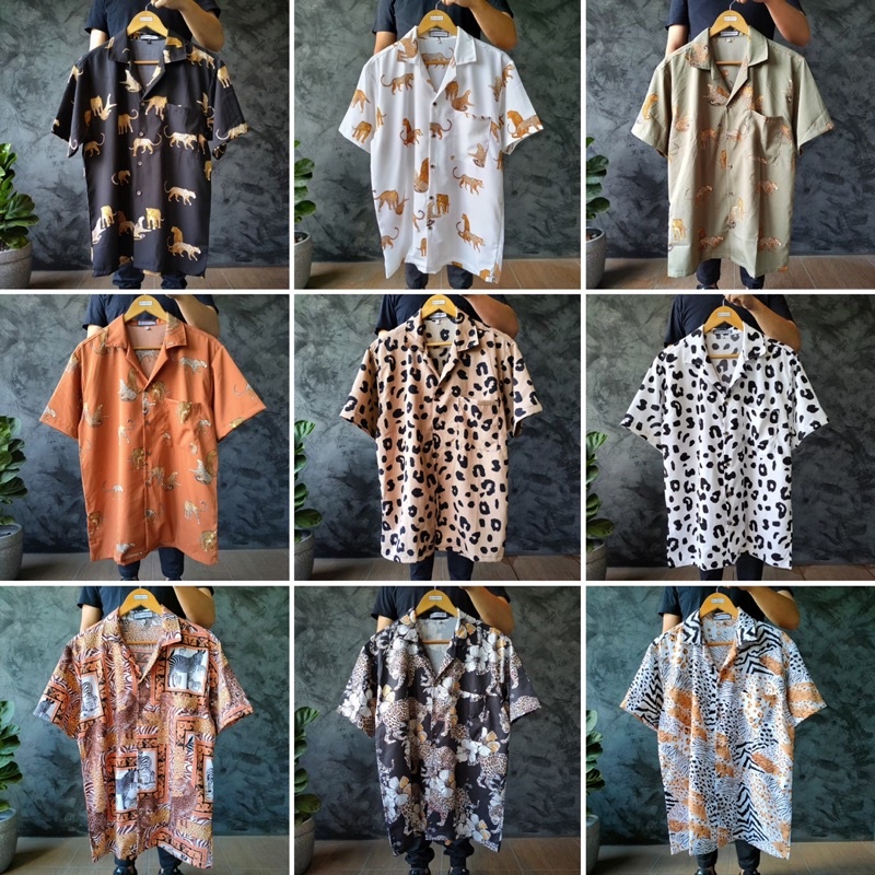 เสื้อฮาวาย ผ้าเนื้อนิ่ม พริ้วใส่สบายๆ ไม่ต้องรีด พิมพ์ลายเสือ