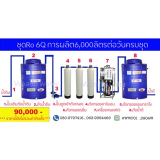 ชุดผลิตน้ำดื่มถังกรองไฟเบอร์เครื่อง6Qการผลิต6000ลิตรต่อวันครบชุด