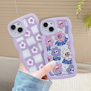 เคสโทรศัพท์มือถือ TPU นิ่ม ปิดด้านหลัง ขอบหยัก ลายการ์ตูนหน้ายิ้มน่ารัก สไตล์เกาหลี สําหรับ iPhone 11 12 13 14 Pro MAX 6 6s 7 8 Plus 14 Plus XR X XS MAX SE 2020