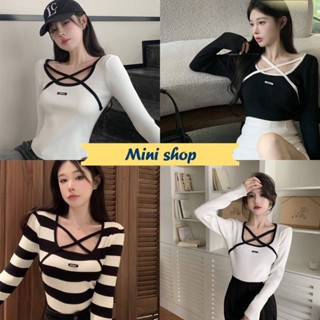 Mini shop🌸พร้อมส่ง🌸(R006) เสื้อๆหมพรมแขนยาว ดีเทลสายคาดหน้าตัวXใส่สบายมาก น่ารคิ้วๆ