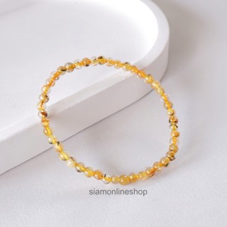 Golden Rutilated Quartz หินไหมทอง ขนาด 4 มม. สร้อยข้อมือหินแท้ by siamonlineshop