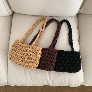 กระเป๋าเชือกถัก Baguette Bag มี 4 สี ทรงน่ารัก สะพายเข้าไหล่ได้ งานถักแน่นหนา P135