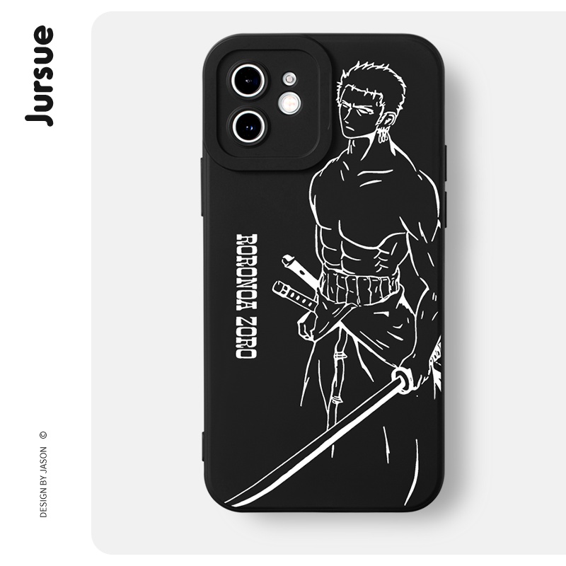 JURSUE เคสไอโฟน เคสซิลิโคนนุ่มกันกระแทกการ์ตูนอนิเมะตลก เคสโทรศัพท์ สีดำ Compatible for iPhone 16 15 14 13 12 11 Pro Max SE 2020 X XR XS 8 7 Plus พลัส XYH956