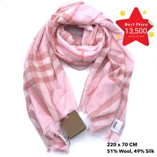 สีชมพู สวยมาก ★ New Burberry Scarf พร้อมส่ง ผ้าพันคอ ผ้าคลุมไหล่ ของแท้ 100%