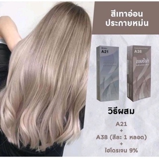 แพ็คคู่ A21 กับ A38 โทนสีเทามาแรง สีย้อมผมเบอริน่า ครีมเปลี่ยนสีผม Berina