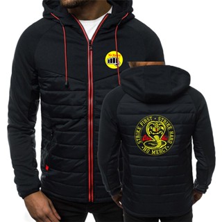 เสื้อแจ็กเก็ตกันลม มีฮู้ด ลาย Cobra Kai No Mercy Strike สําหรับผู้ชาย