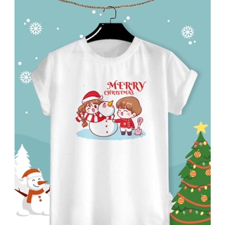 เสื้อลายปีใหม่ เสื้อคริสมาสต์ Merry Christmas &amp; Happy New Year 2023 ผ้า TK ใส่สบาย สีสันสดใส ใส่สบาย ไม่ยืดไม่ย้วย