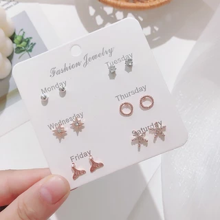 ส่งของทุกวันในไทย🧸 ต่างหู น่ารัก มินิมอล พร้อมส่ง ต่างหูเซ็ทละ 6 คู่ แฟชั่น เครื่องประดับสำหรับผู้หญิง